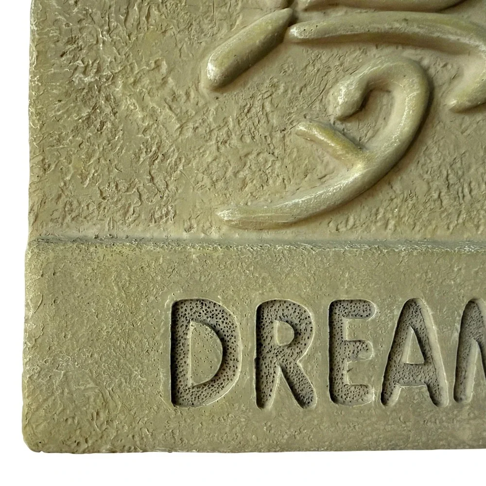 Vtg Stone Effect Dream Kanji Symbol Resin Relief 3D Wall Plaque Asian  Decor 6in